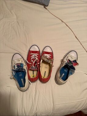 Converse Kids Low Top Canvas Sneakers in Red and White